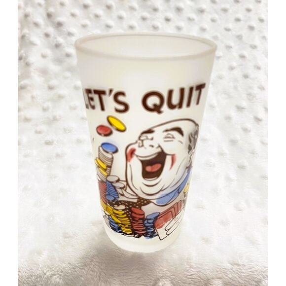 Vintage Federal Glass Frosted Tumbler Caricature Gambling Poker Glasses-3 RARE - Picture 3 of 10